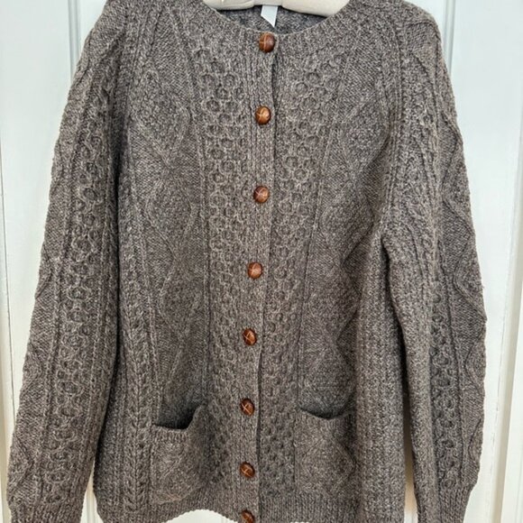 Gray Irish Cable Knit Women's Sweater - Picture 1 of 4